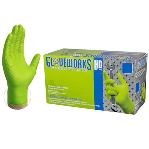 Glove, HD Green Nitrile PF 100Pcs LG